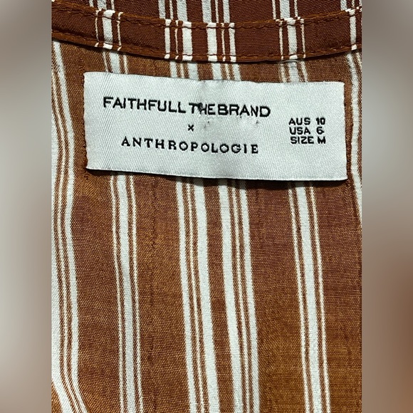Faithfull The Brand x Anthropologie Copper Brown Stripe Maxi Dress Sz Medium (6) - Picture 5 of 11